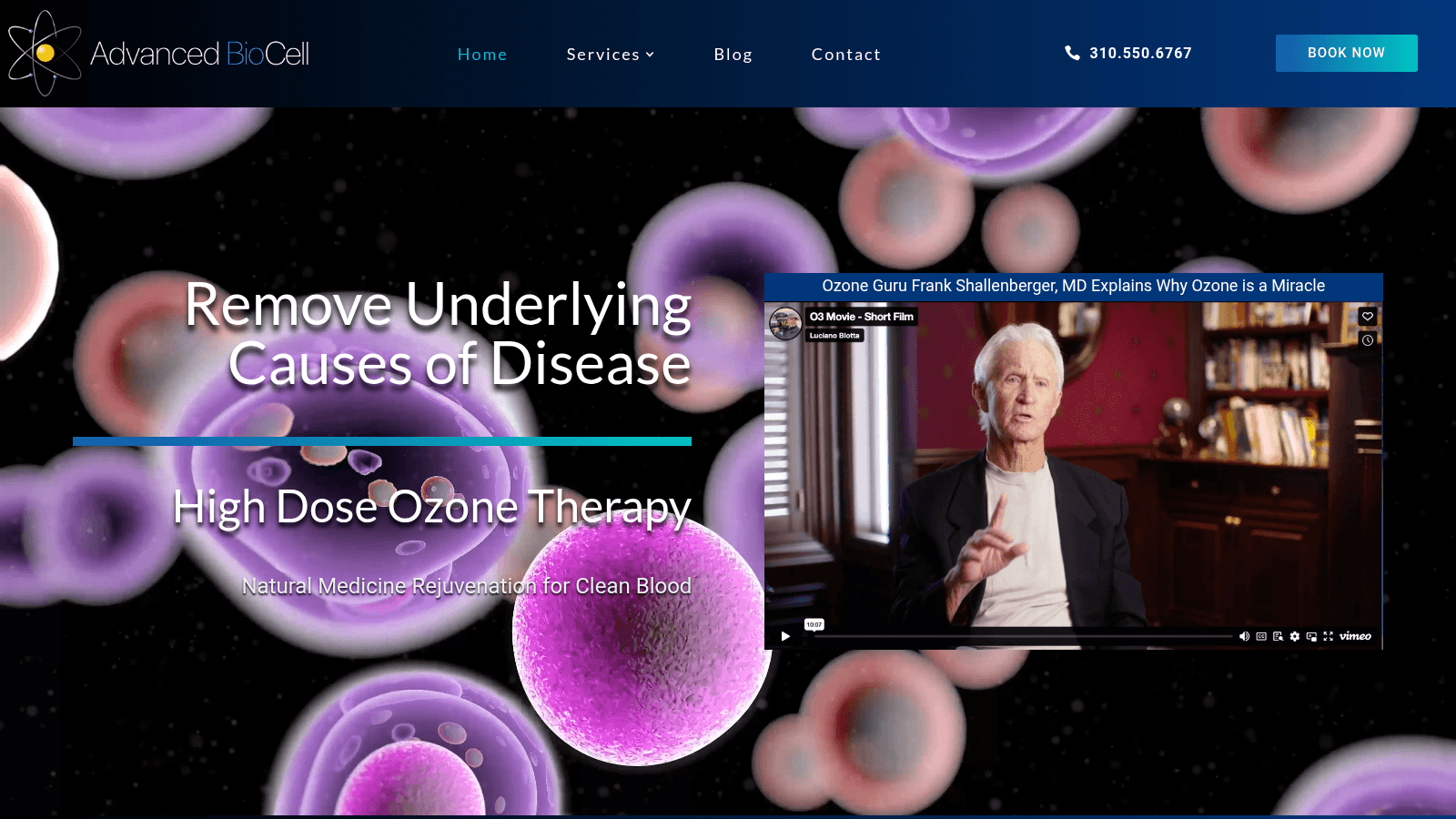 High Dose Ozone Therapy homepage for Advanced BioCell in Los Angeles