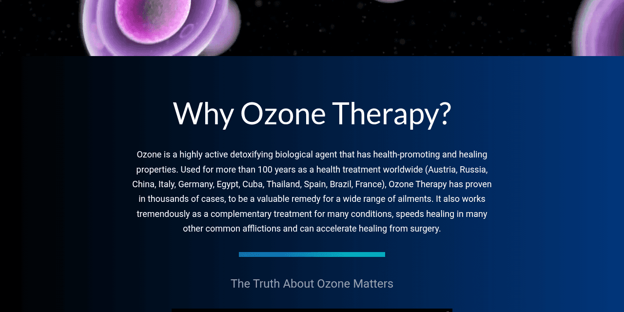 Advanced BioCell homepage explaining high dose ozone therapy