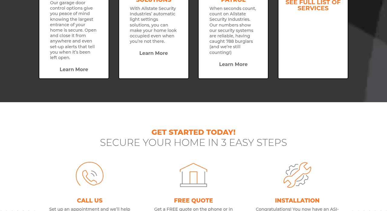 Allstate Security services section covering its security offerings