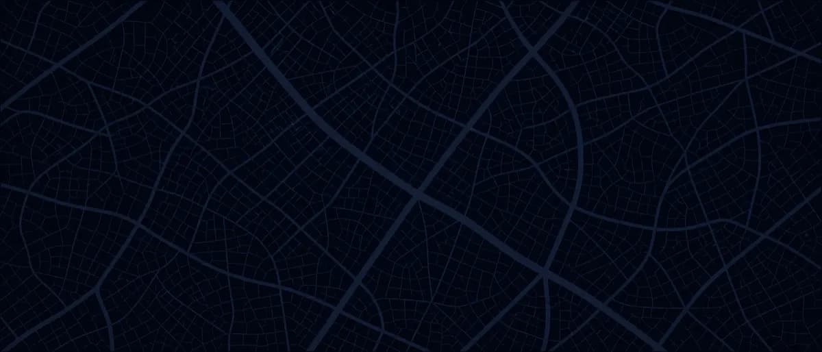 Stylized dark street map of city blocks behind the local map pack graphic and its three ranked pins