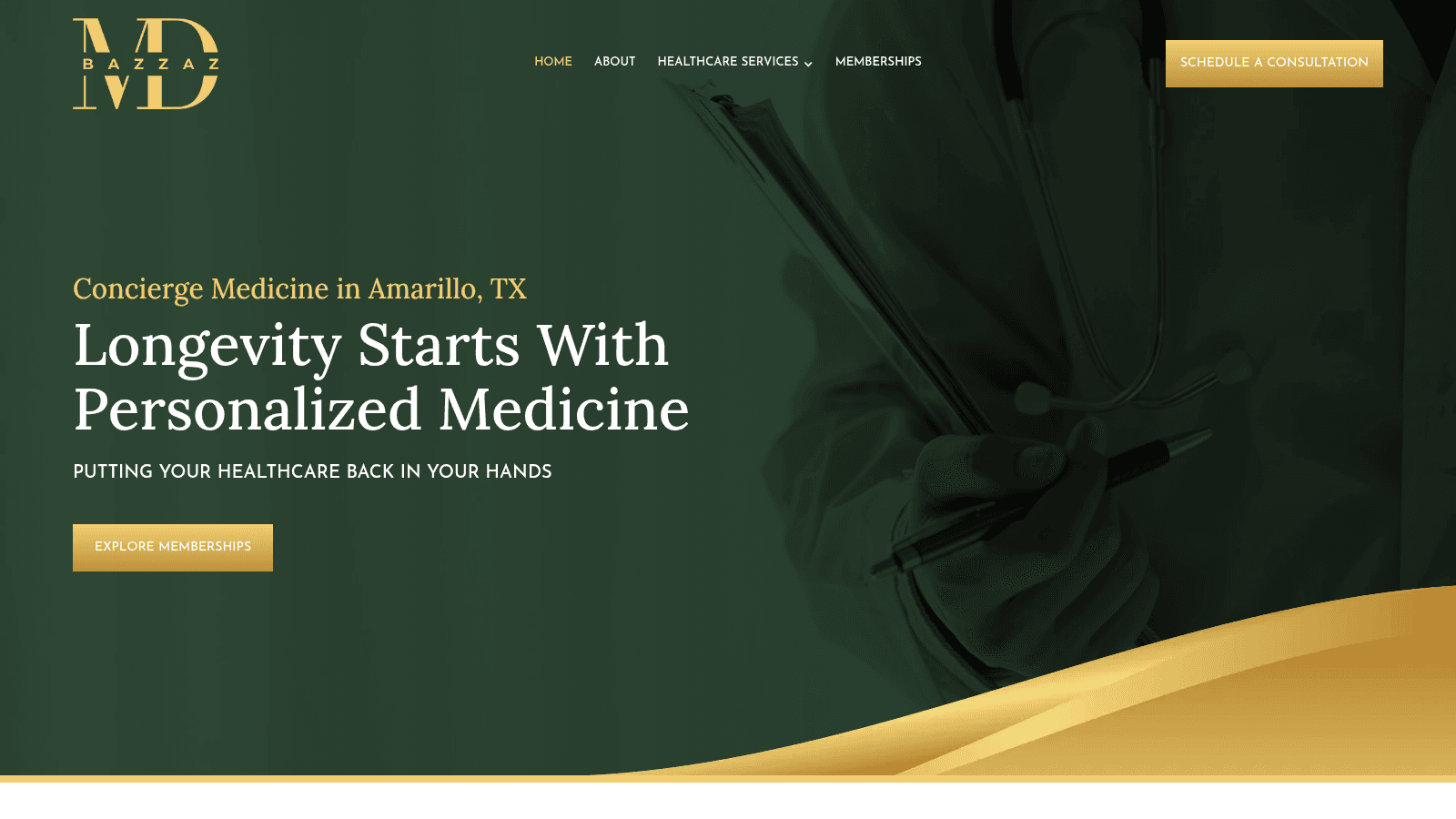 BazzazMD homepage for concierge medicine in Amarillo, Texas