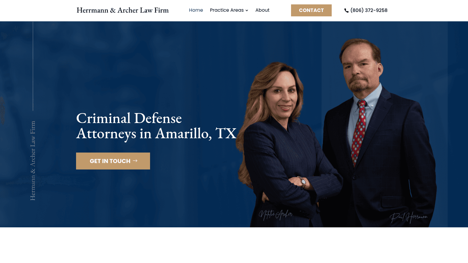 Herrmann & Archer Law Firm homepage for criminal defense attorneys in Amarillo, Texas