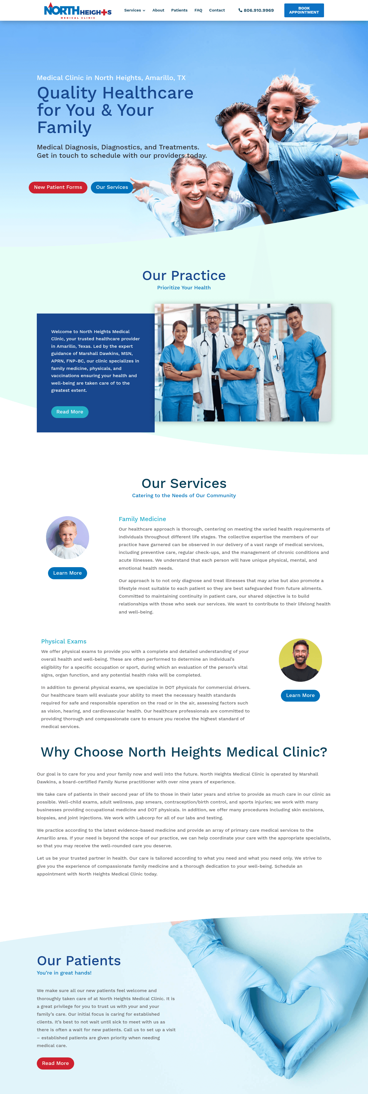 Full-length view of the North Heights Medical Clinic homepage