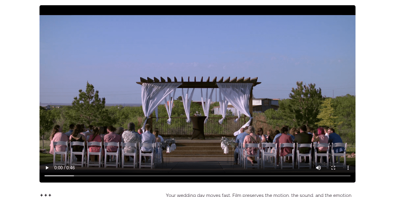 Solmates homepage, an Amarillo wedding videographer showcasing its films