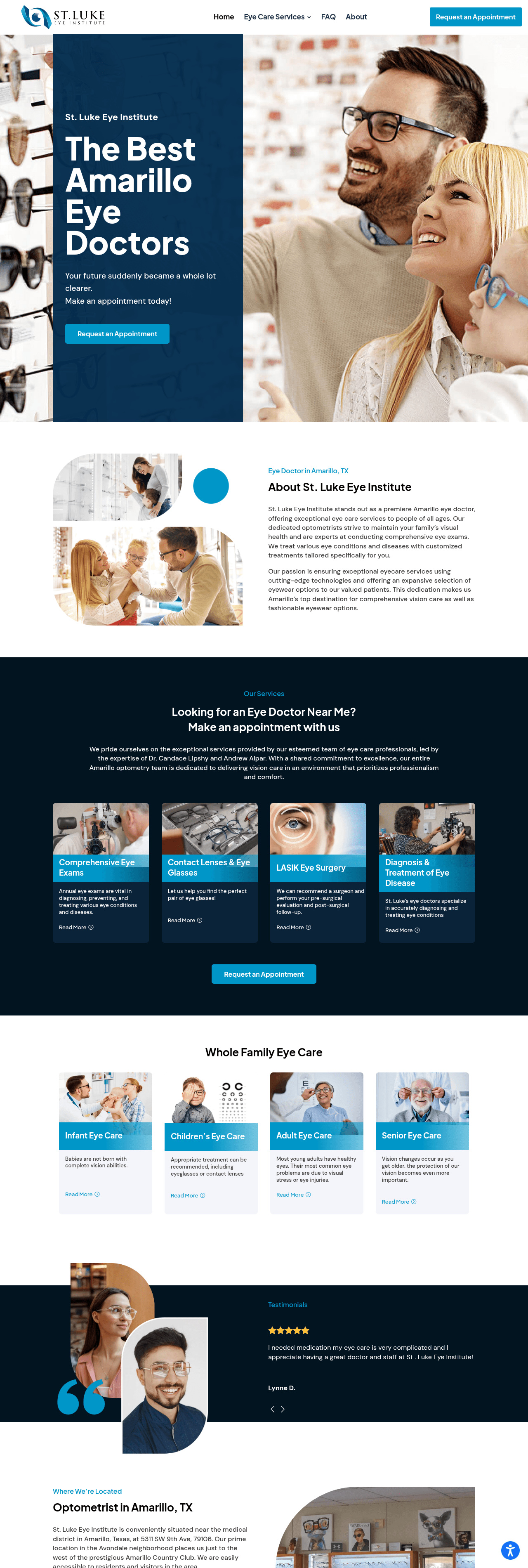 Full St. Luke Eye Institute homepage, top to bottom