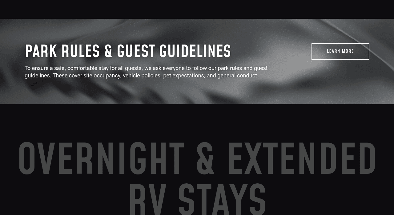 West TX Mustang RV Park lower page with the reservation call to action
