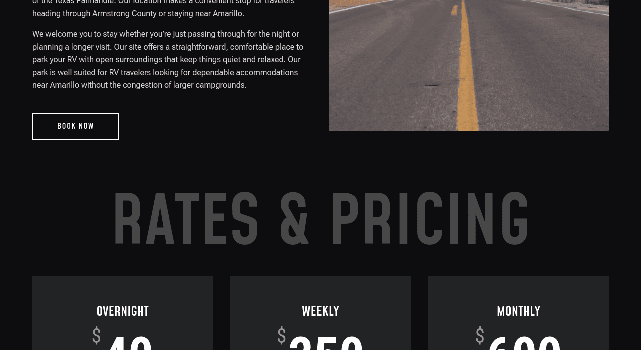 West TX Mustang RV Park section on site costs and park details