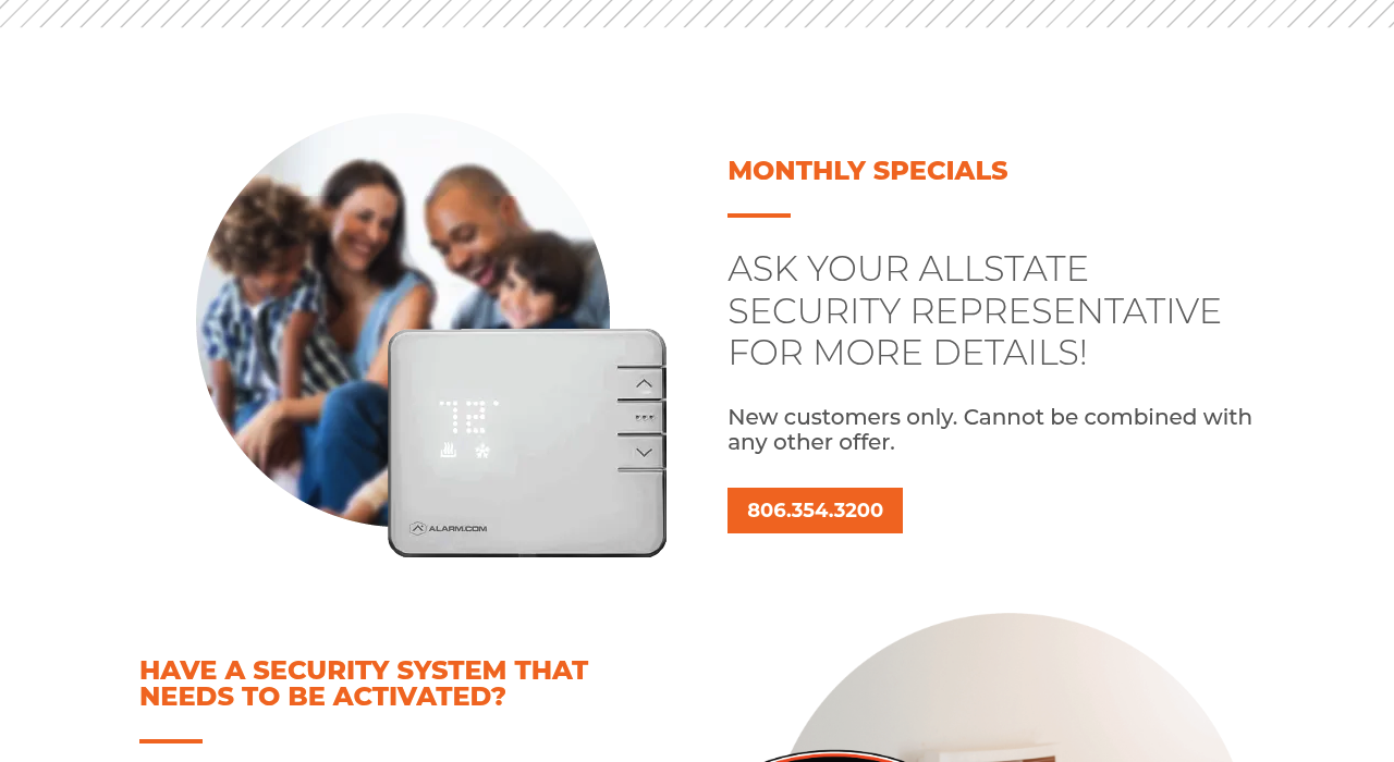 Allstate Security lower page with licensing and a contact path