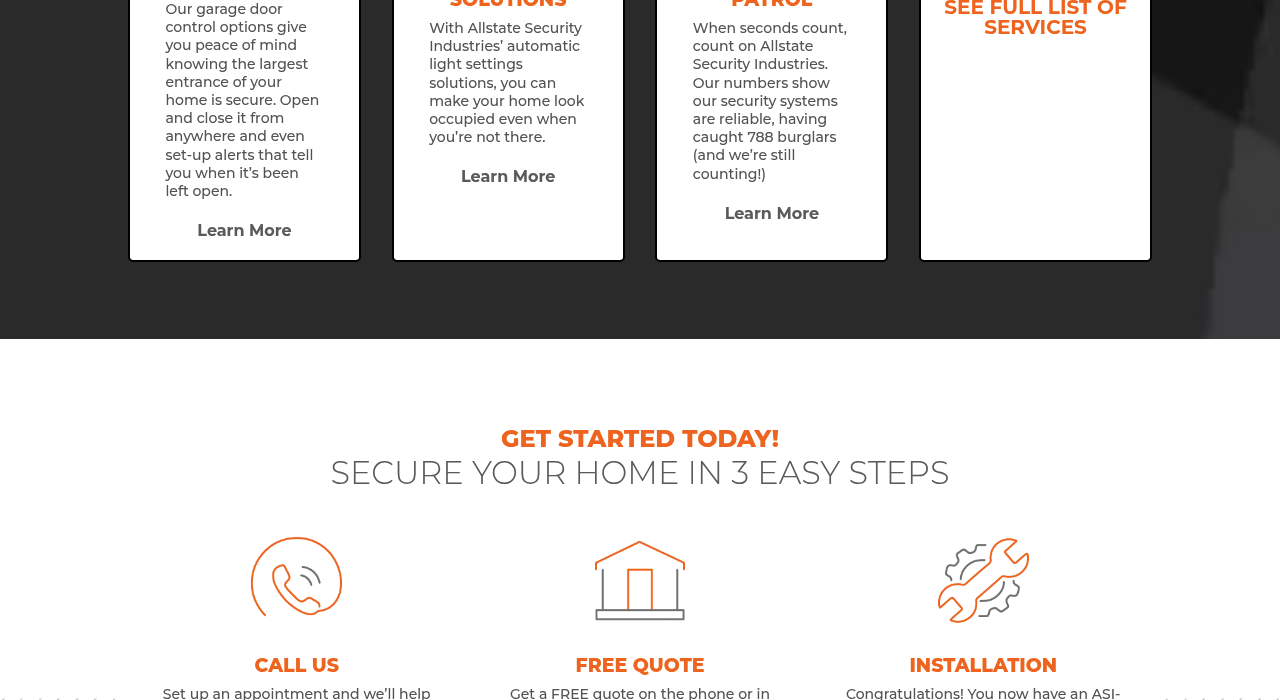 Allstate Security services section covering its security offerings