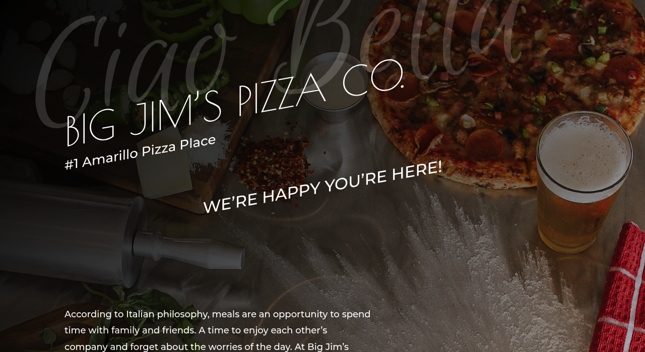 Big Jim's Pizza Co. website menu section