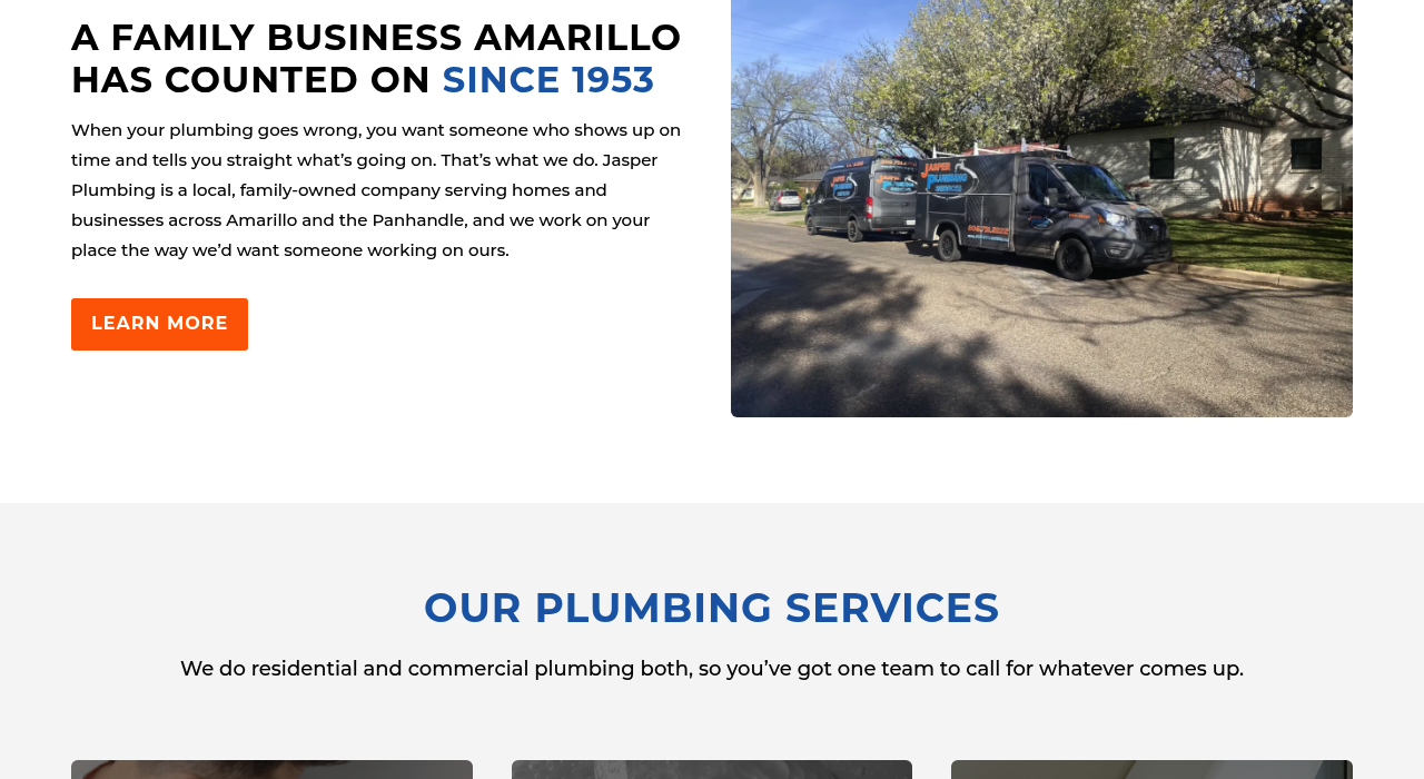 Jasper Plumbing services section structured around the searches homeowners make