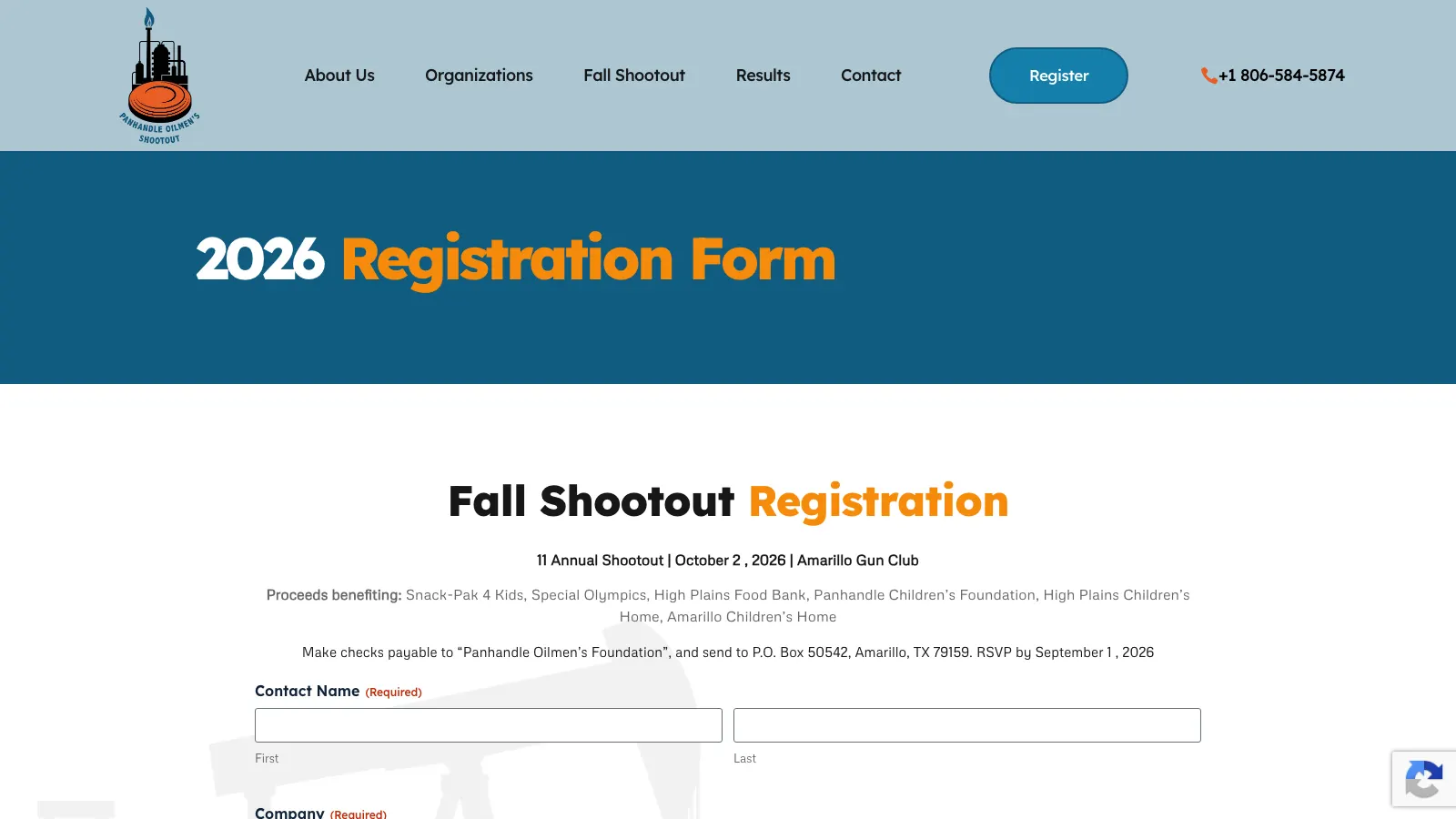 Panhandle Oilmens Foundation Fall Shootout 2026 registration form