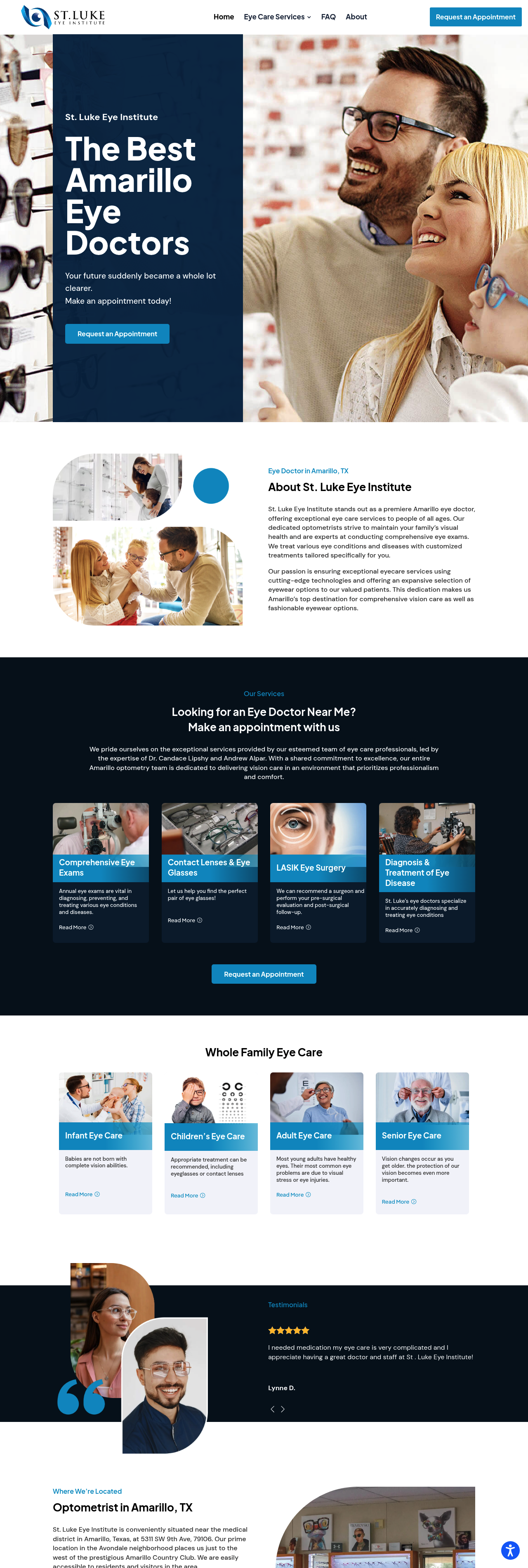 Full St. Luke Eye Institute homepage, top to bottom