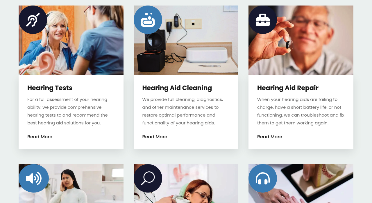 The Hearing Haven lower page with the booking path