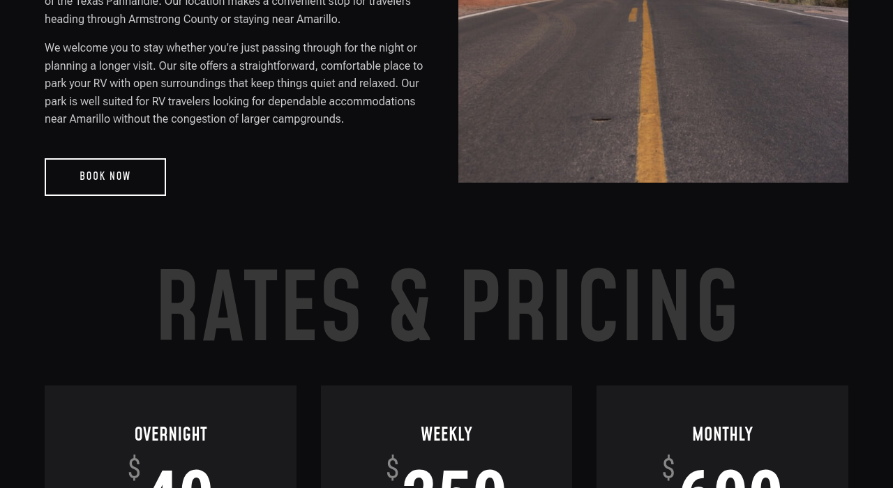 West TX Mustang RV Park section on site costs and park details